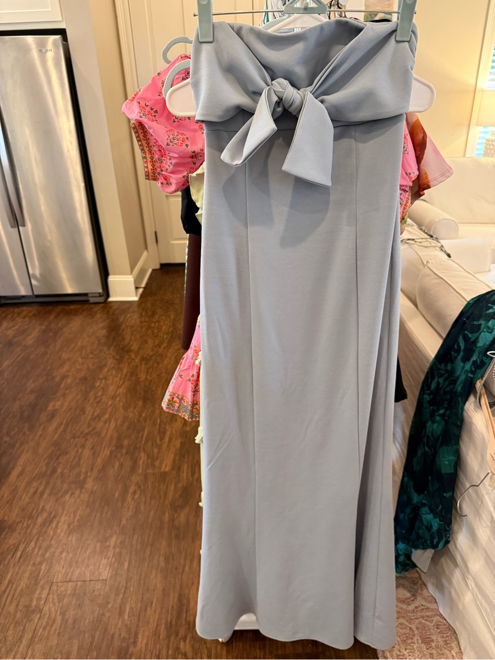 Show Me Your MuMu Light Blue Strapless Gown with Bow